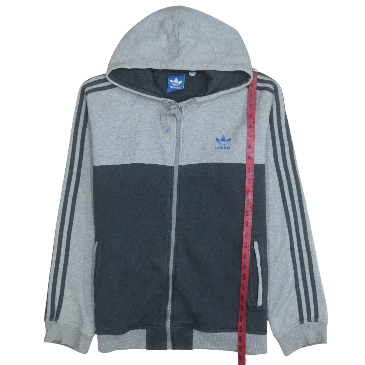 Adidas Men's Grey Full Zip Hoodie Size M Regular Fit