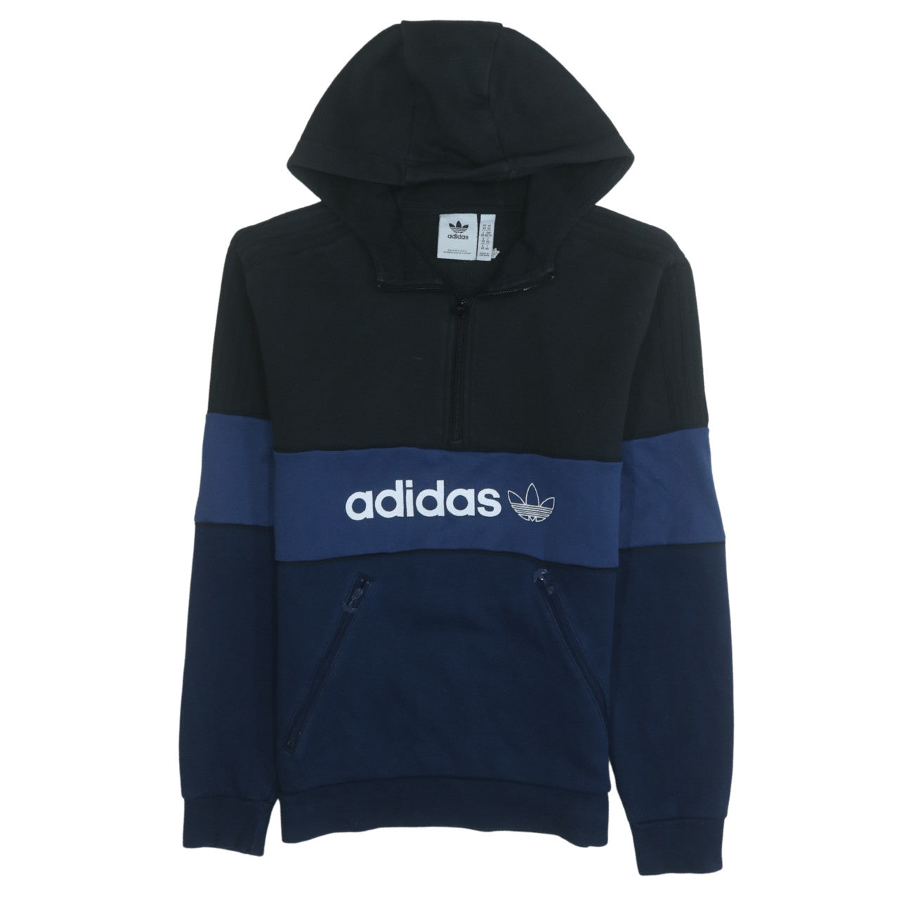 Adidas Men's Blue XS Hoodie 1/2 Zip Pullover Logo Fleece