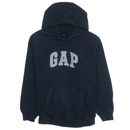 GAP Women Navy Blue Pullover Hoodie S Logo Embroidered Casual
