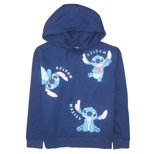 Disney Womens Blue Stitch Hoodie Size 12/14 Pullover Hooded Sweatshirt
