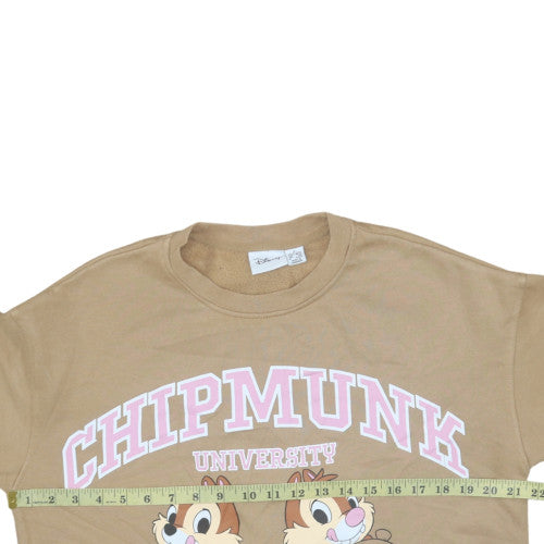 Disney Women Beige Chipmunk University Sweatshirt Size S