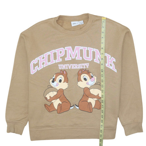 Disney Women Beige Chipmunk University Sweatshirt Size S