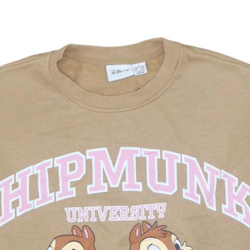 Disney Women Beige Chipmunk University Sweatshirt Size S