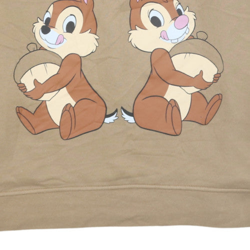Disney Women Beige Chipmunk University Sweatshirt Size S