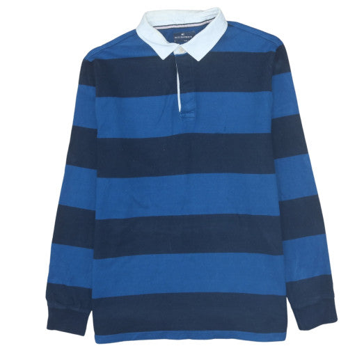 Marks & Spencer Blue Harbour Men's Blue Striped Long Sleeve Polo XL