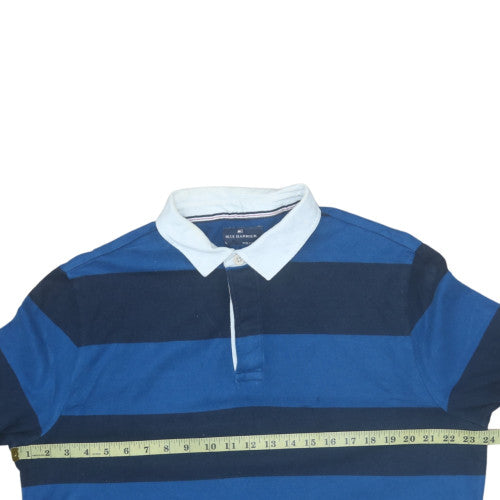 Marks & Spencer Blue Harbour Men's Blue Striped Long Sleeve Polo XL