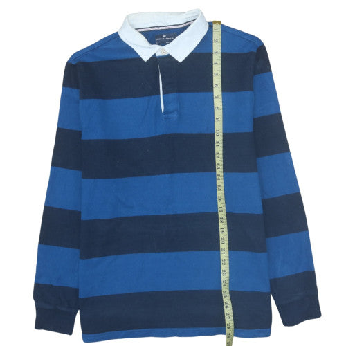 Marks & Spencer Blue Harbour Men's Blue Striped Long Sleeve Polo XL