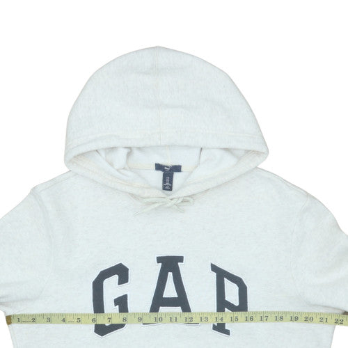 Gap Womens Beige Pullover Hoodie Small Cotton Blend Logo Casual