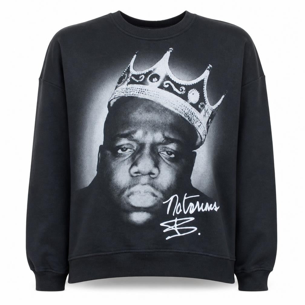 The Notorious B.I.G. Womens Black XL Pullover Crew Neck Graphic Sweatshirt