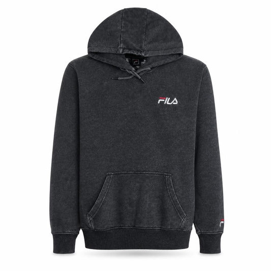 Fila Mens Black Pullover Hoodie Sweatshirt Size S Cotton Blend