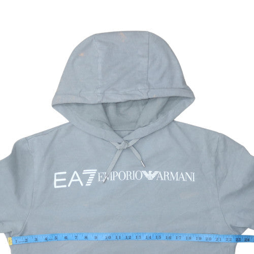 Emporio Armani EA7 Men's Grey Pullover Hoodie Size S Logo Sweatshirt