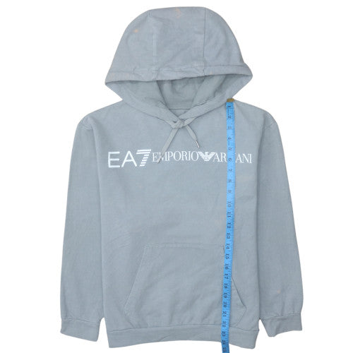Emporio Armani EA7 Men's Grey Pullover Hoodie Size S Logo Sweatshirt