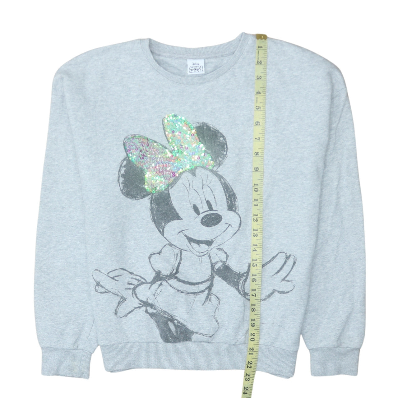 Disney Minnie Mouse Grey Sequin Bow Sweatshirt Girls 12-13Y