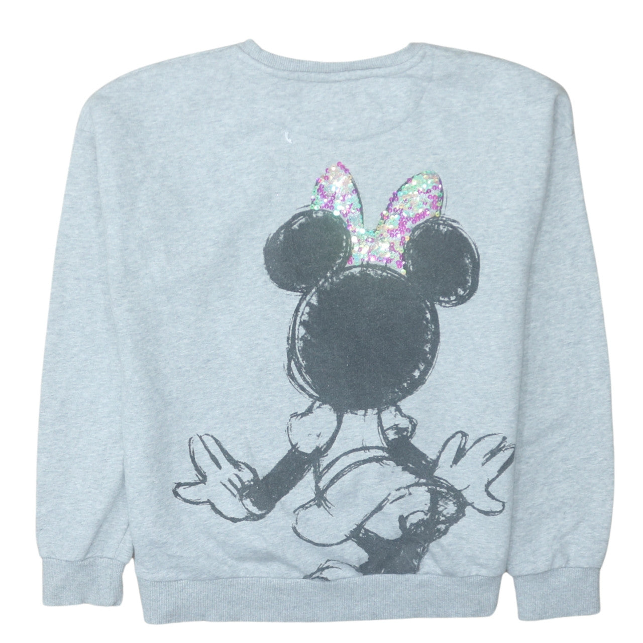 Disney Minnie Mouse Grey Sequin Bow Sweatshirt Girls 12-13Y