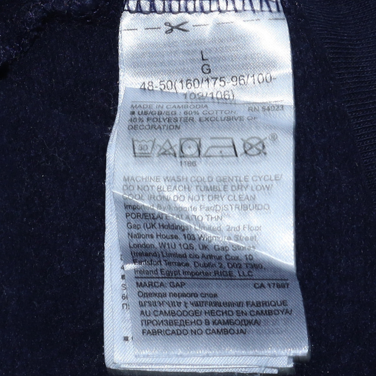 GAP Men’s Blue Pullover Hoodie L Logo Fleece Sweatshirt