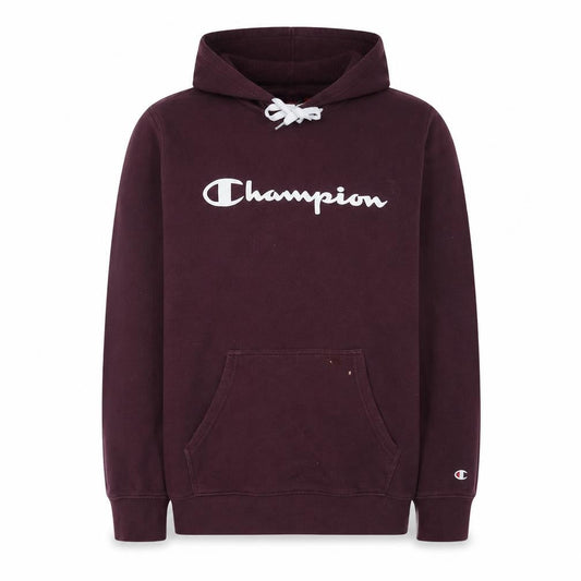 Champion Men's Brown Pullover Hoodie Medium Fleece Logo Sweatshirt