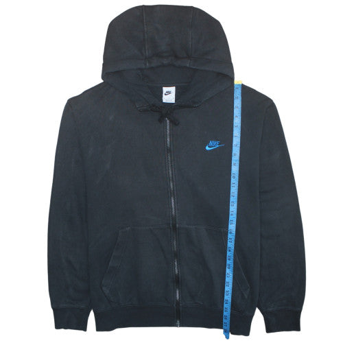 Nike Men's Black XL Full Zip Hoodie with Blue Logo