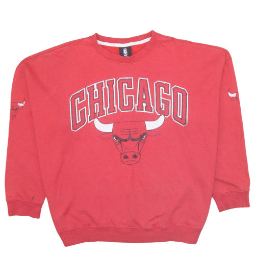 UNK Mens Red Chicago Bulls Pullover Sweatshirt L Crew Neck Graphic