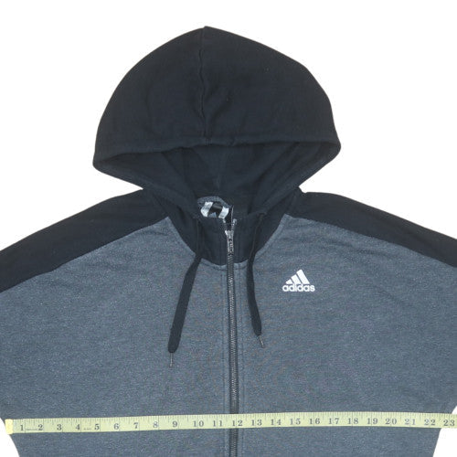 Adidas Men's Grey Full Zip Hoodie L Sports Casual Sweatshirt