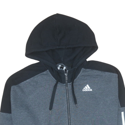 Adidas Men's Grey Full Zip Hoodie L Sports Casual Sweatshirt