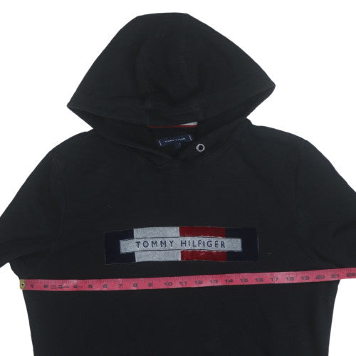 Tommy Hilfiger Men's Black Pullover Hoodie L Embroidered Logo