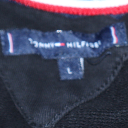 Tommy Hilfiger Men's Black Pullover Hoodie L Embroidered Logo