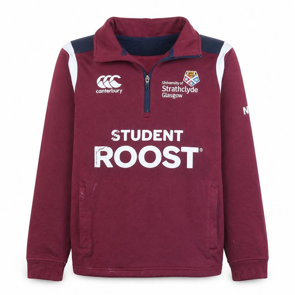 Canterbury Women's Burgundy 1/4 Zip Sweatshirt Size 14 University of Strathclyde