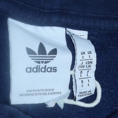 Adidas Men's Blue Pullover Hoodie Size L Fleece Sportswear