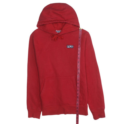 FILA Men's Red Pullover Hoodie Size S Regular Fit Fleece Sweatshirt