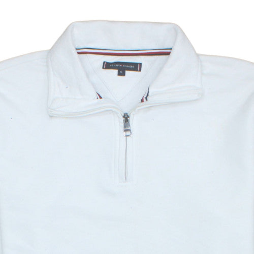 Tommy Hilfiger Mens White XL 1/4 Zip Sweatshirt Regular Fit