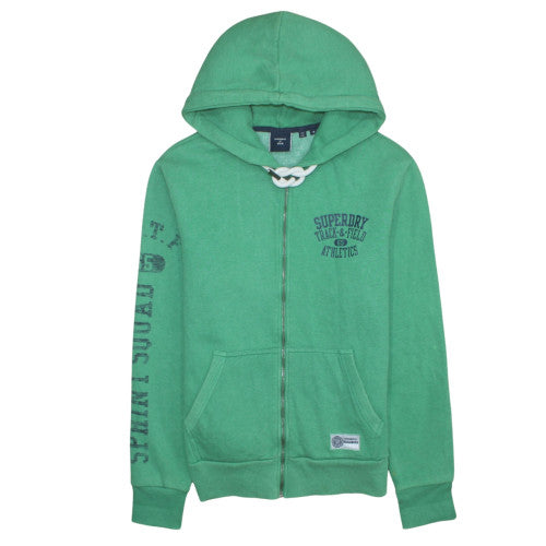 Superdry Men Green Full Zip Hoodie M Regular Fleece Sportswear