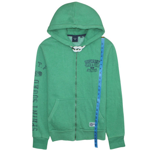 Superdry Men Green Full Zip Hoodie M Regular Fleece Sportswear