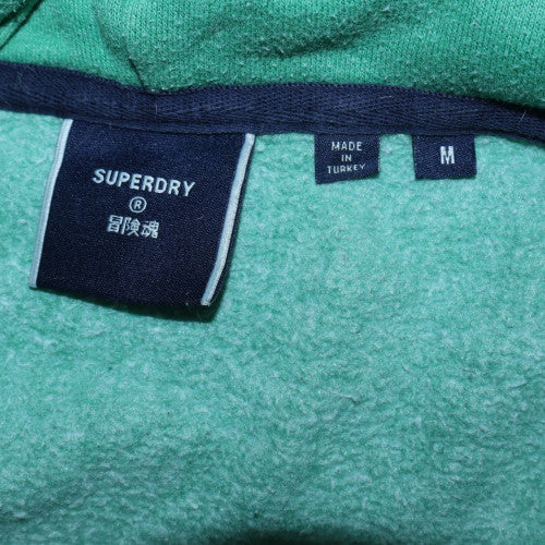 Superdry Men Green Full Zip Hoodie M Regular Fleece Sportswear
