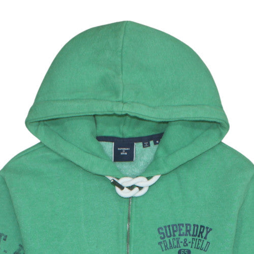 Superdry Men Green Full Zip Hoodie M Regular Fleece Sportswear