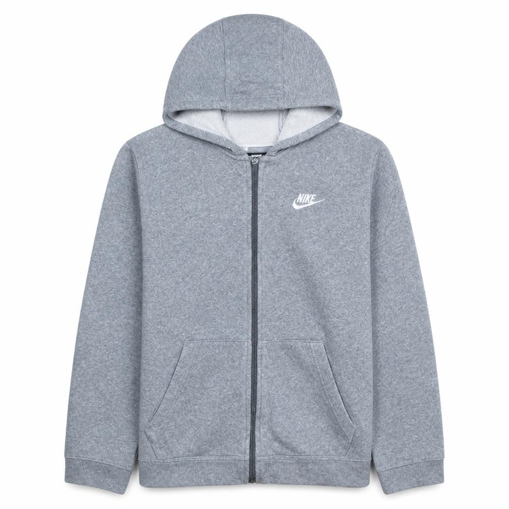 Nike Teens Grey Full Zip Hoodie XL Classic Fleece Sweatshirt