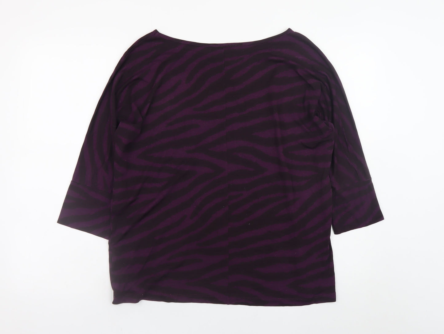 Jaeger Womens Purple Animal Print 3/4 Sleeve Tunic Blouse M