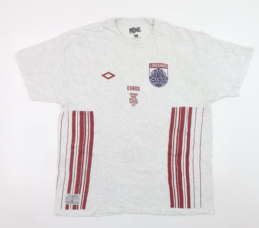 Longsands Men's Grey Euros Graphic T-Shirt XL Short Sleeve Sports Style