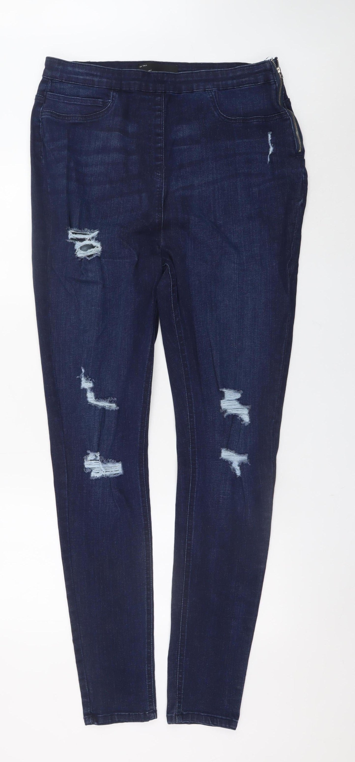 V by Very Women's Blue Tall Distressed Skinny Jeans Size 33