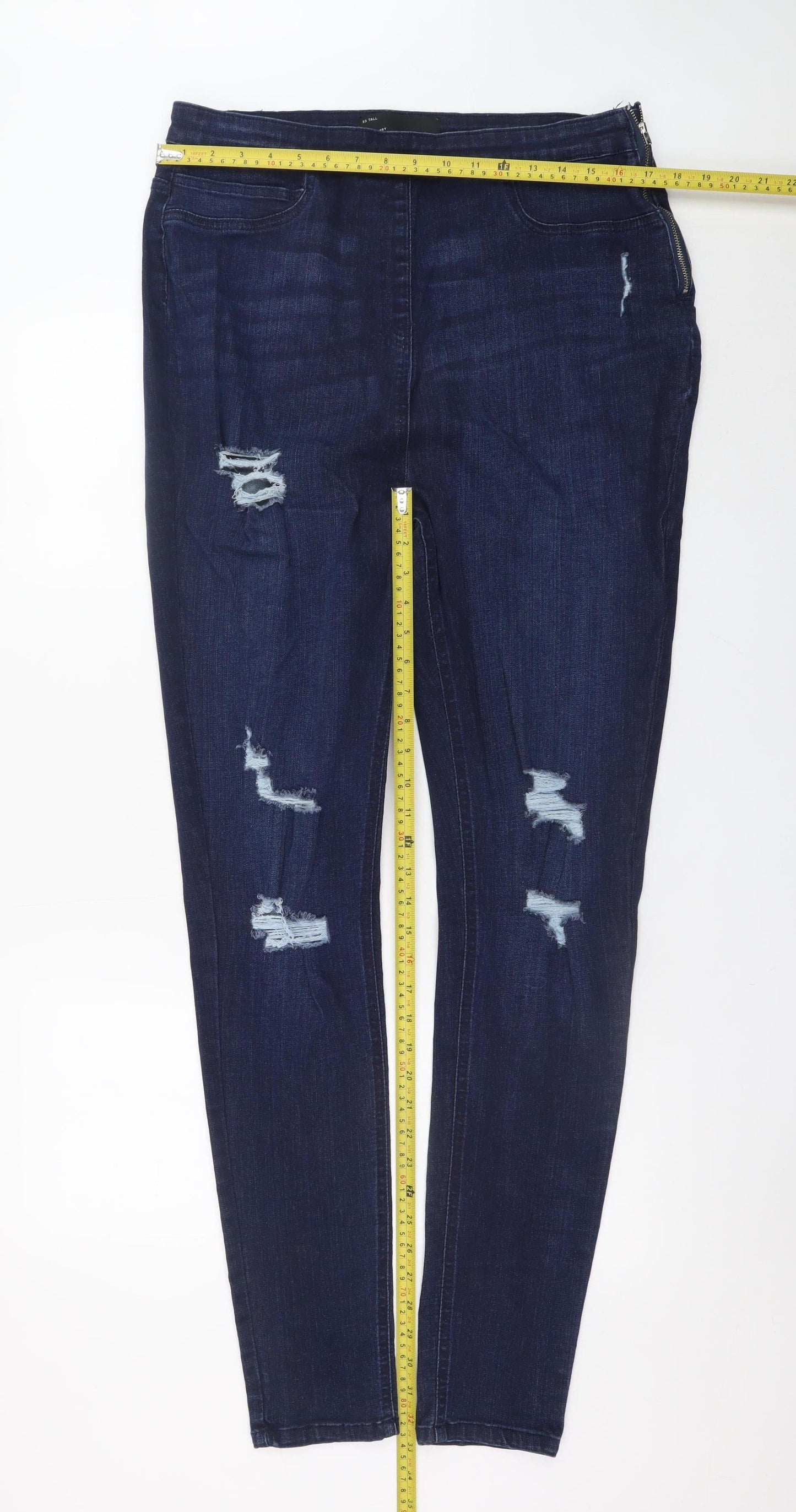 V by Very Women's Blue Tall Distressed Skinny Jeans Size 33