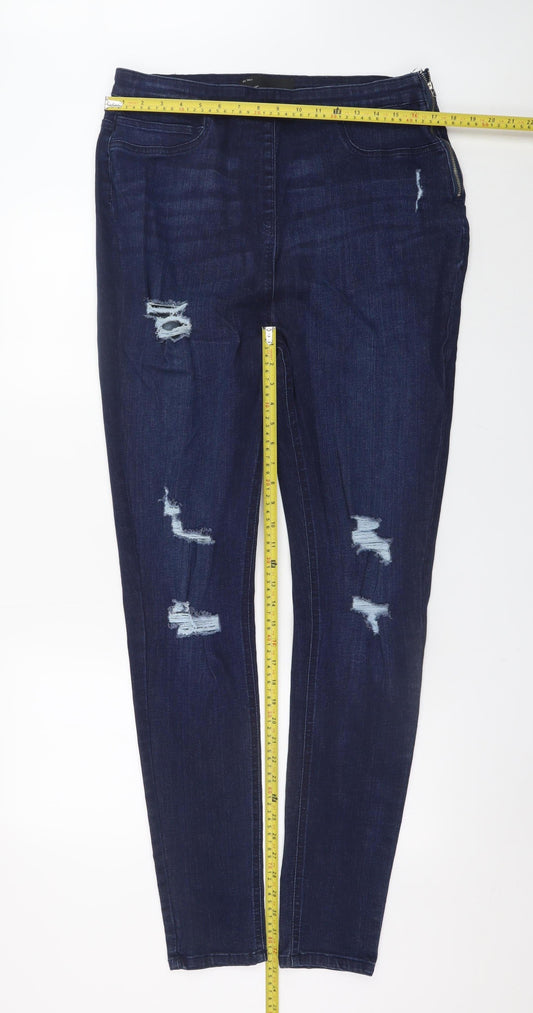 V by Very Women's Blue Tall Distressed Skinny Jeans Size 33