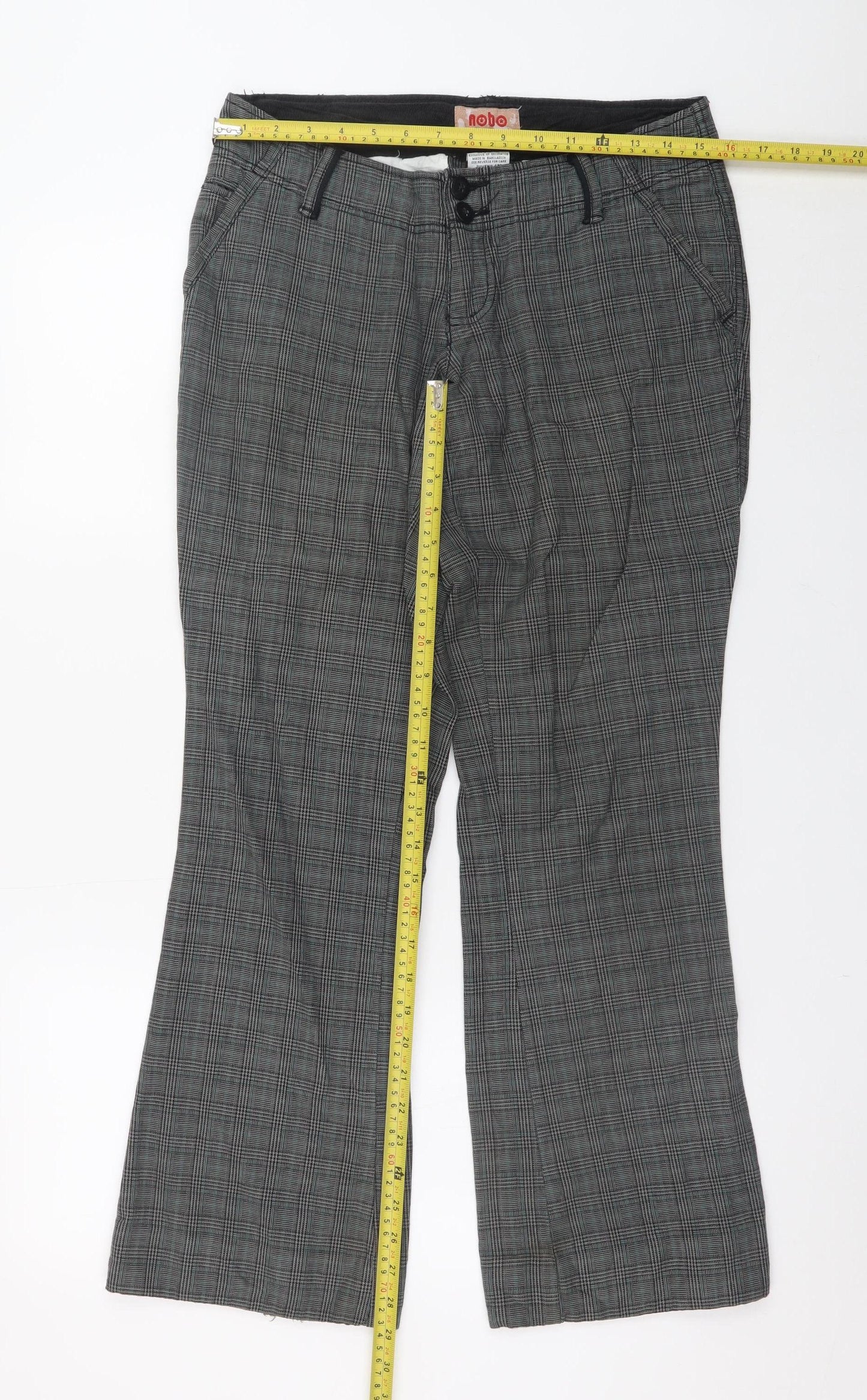 No Boundaries Girls Grey Check Chino Trousers Size 7 Cotton Casual