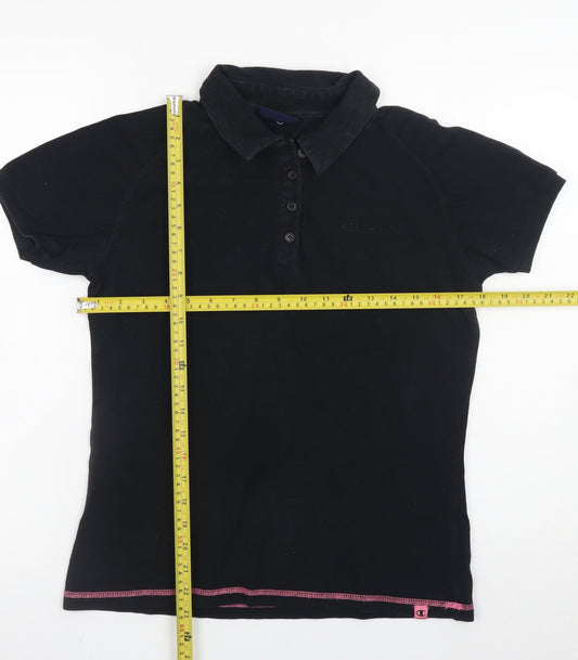Champion Men's Black Polo Shirt L Regular Fit Cotton