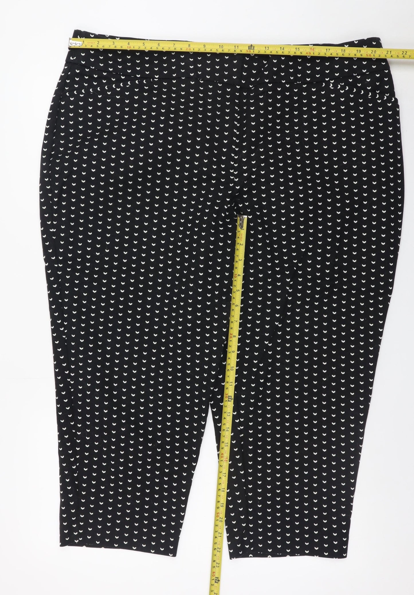 APT.9 Women’s Black Geometric Cropped Trousers Size 20 Plus