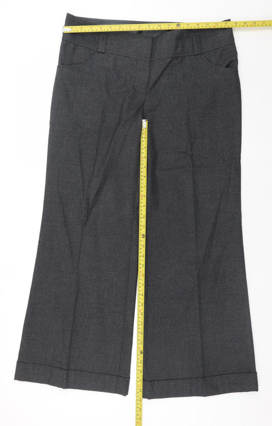 New Look Women’s Grey Checked Dress Pants Size 14 Workwear Trousers