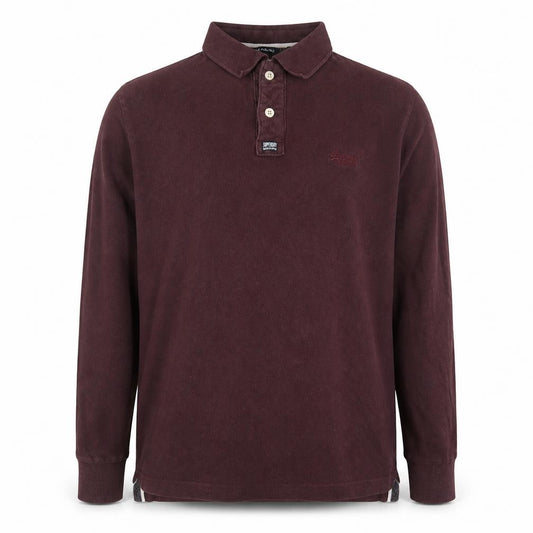 Superdry Men's Red Long Sleeve Polo Shirt 2XL Cotton Casual
