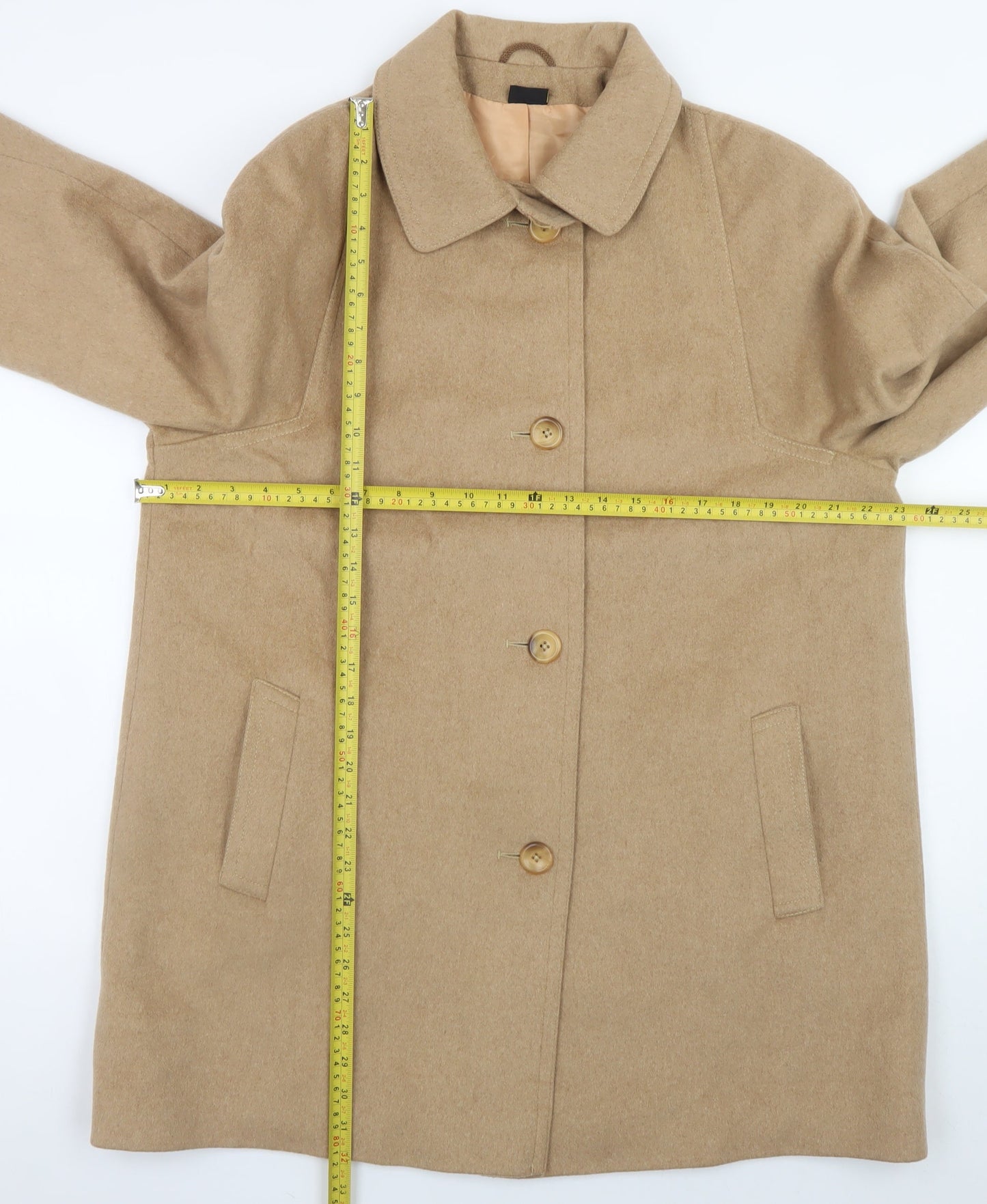 Lampert London Women's Beige Cashmere Wool Overcoat UK 16 Classic Style