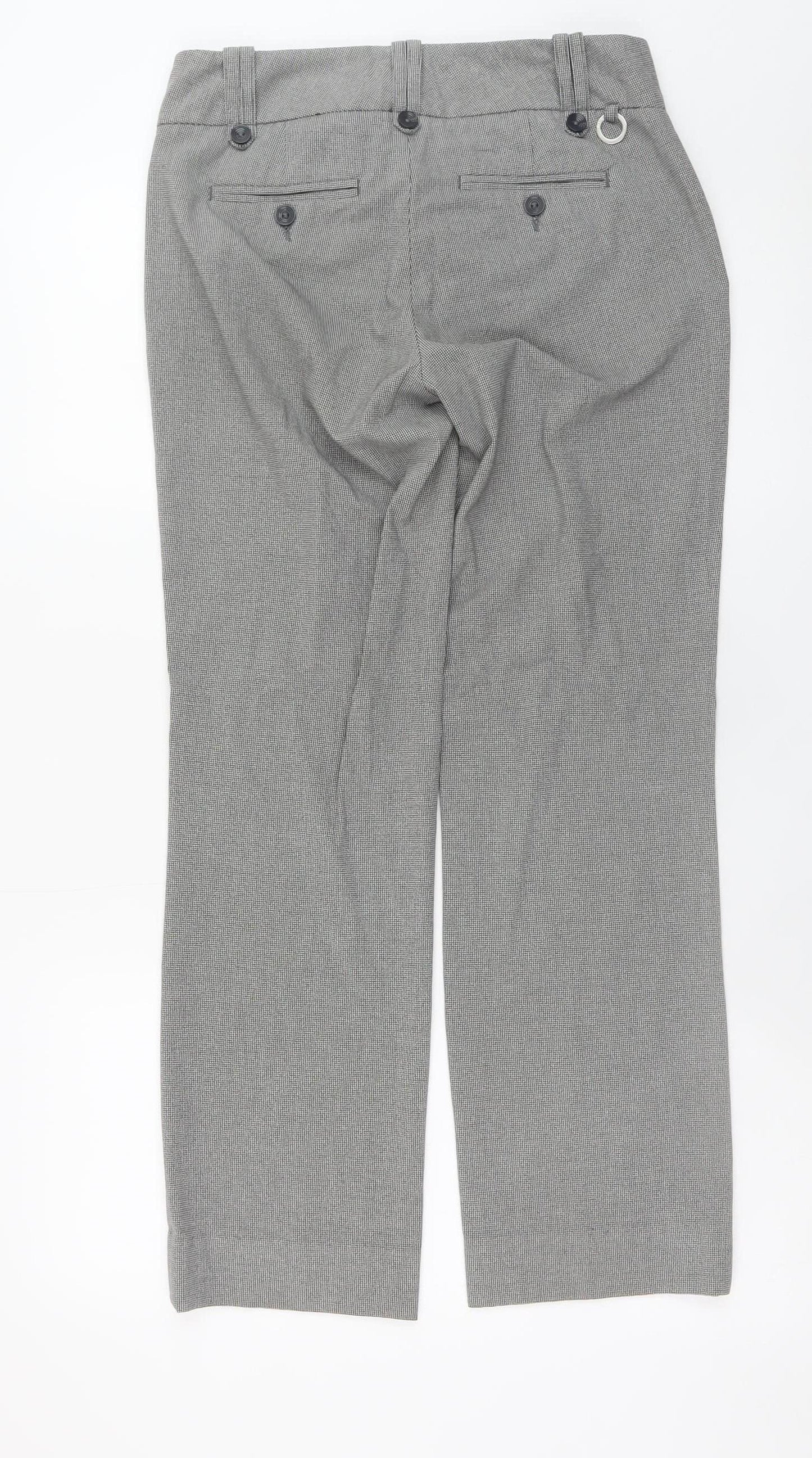 Stockh LM Women’s Grey Checked Straight Trousers Size 12