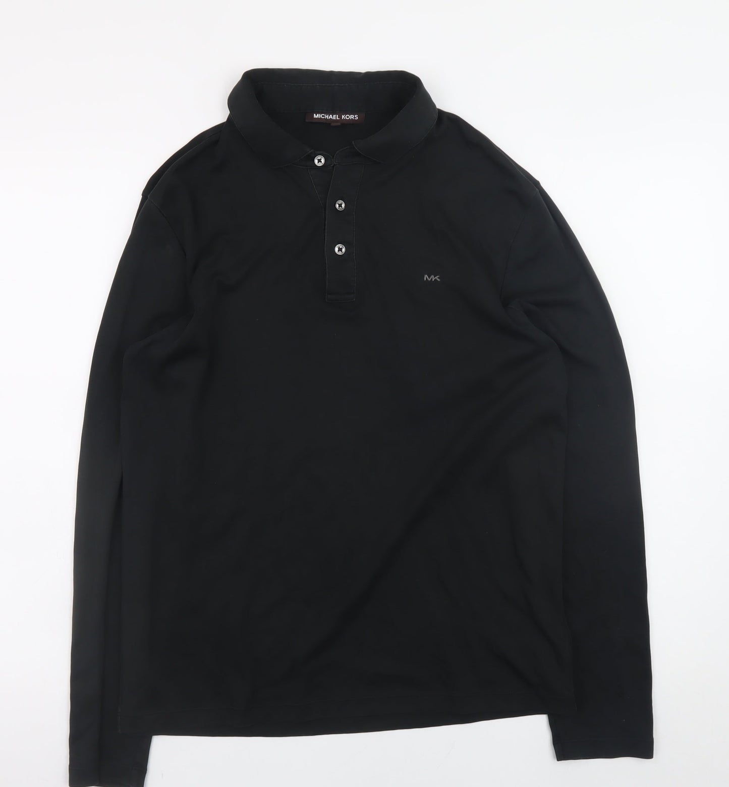 Michael Kors Men’s Black Long Sleeve Cotton Polo T-Shirt M