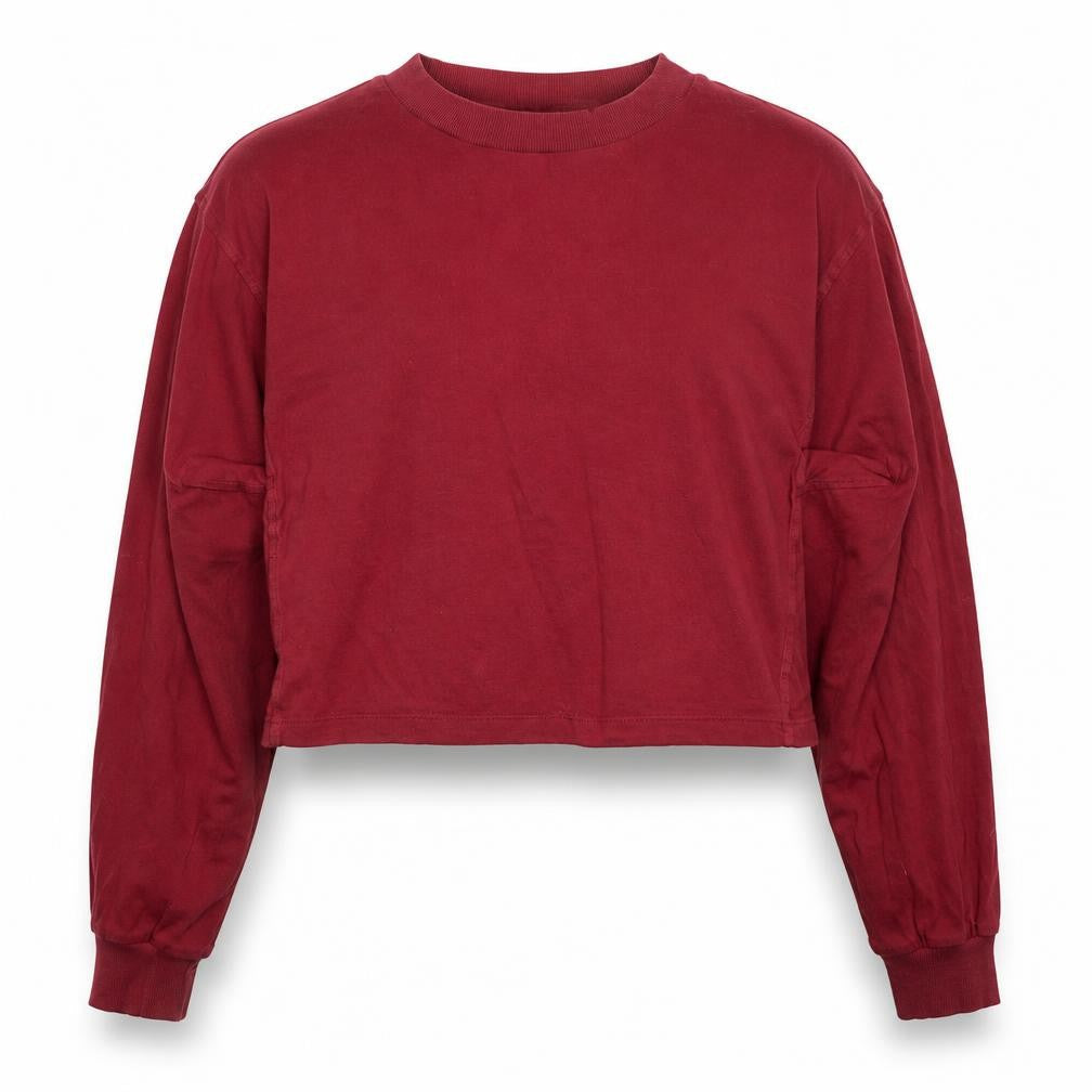 Front view of ASOS Design Women's Burgundy Cropped Pullover Sweatshirt UK 10