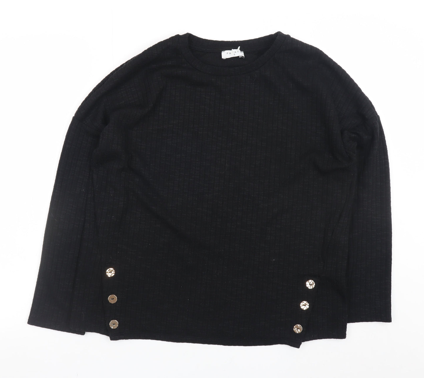 Papaya Womens Black Long Sleeve Button Detail Knit Jumper Size S
